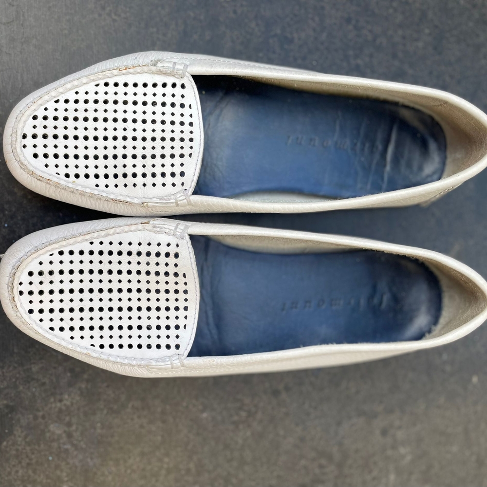 White Moccasins with Perforated Design and Smooth Leather Finish